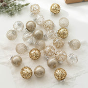25 Pcs Gold Glitter Christmas Ball Ornaments Hanging Decorations Bulk Set