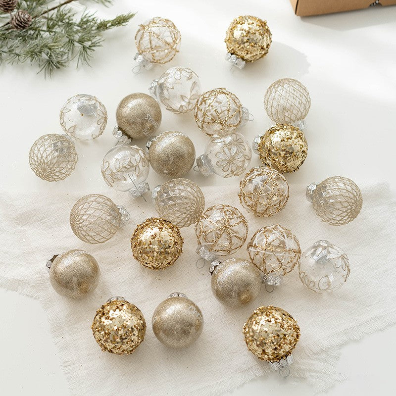 25 Pcs Gold Glitter Christmas Ball Ornaments Hanging Decorations Bulk Set