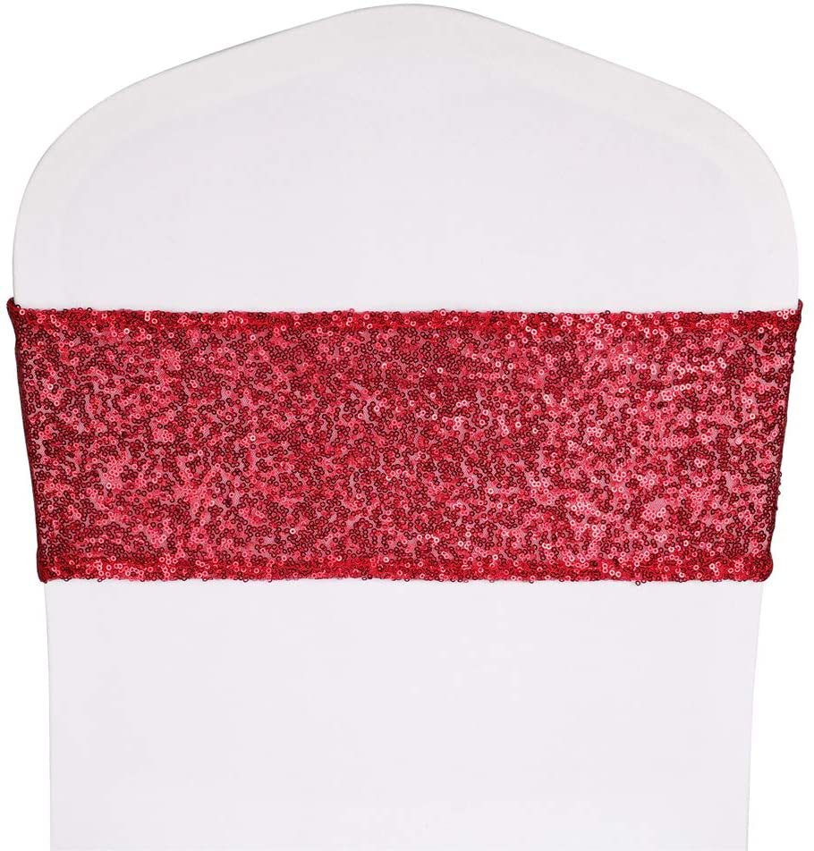 Bulk 2 Pcs Stretch Sequin Chair Sashes Glitter One-Sided Sequins Chair Bands Wholesale