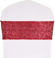 Bulk 2 Pcs Stretch Sequin Chair Sashes Glitter One-Sided Sequins Chair Bands Wholesale