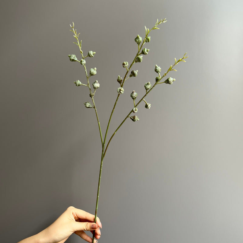 Set of 5 Artificial Eucalyptus Fruit Branches, 3-Fork White Green Stems, Tall Faux Greenery for Wedding, Home & Window Display