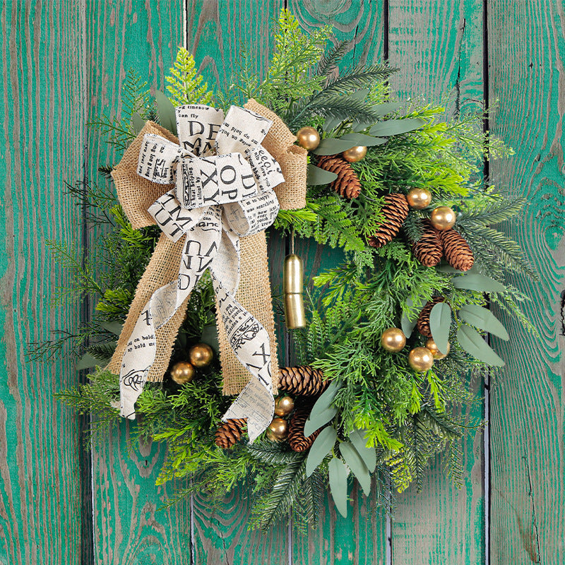 Christmas Pinecone Bell Wreath, 18" Rustic Holiday Door Hanger, Farmhouse Christmas Decor for Home, Wedding & Events