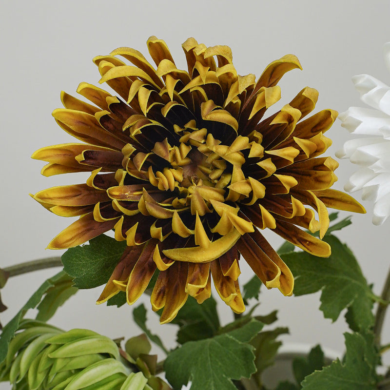 Artificial Cactus Daisy Single Stem, Vintage Autumn Tone PU Faux Flower, 23 in, for Home, Wedding & Display