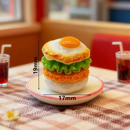 Wedding Decor DIY Fried Egg Burger Resin Charms - 10pcs Mini 3D Charms for Keychains Hair Clips Headpieces (0.75x0.67in)