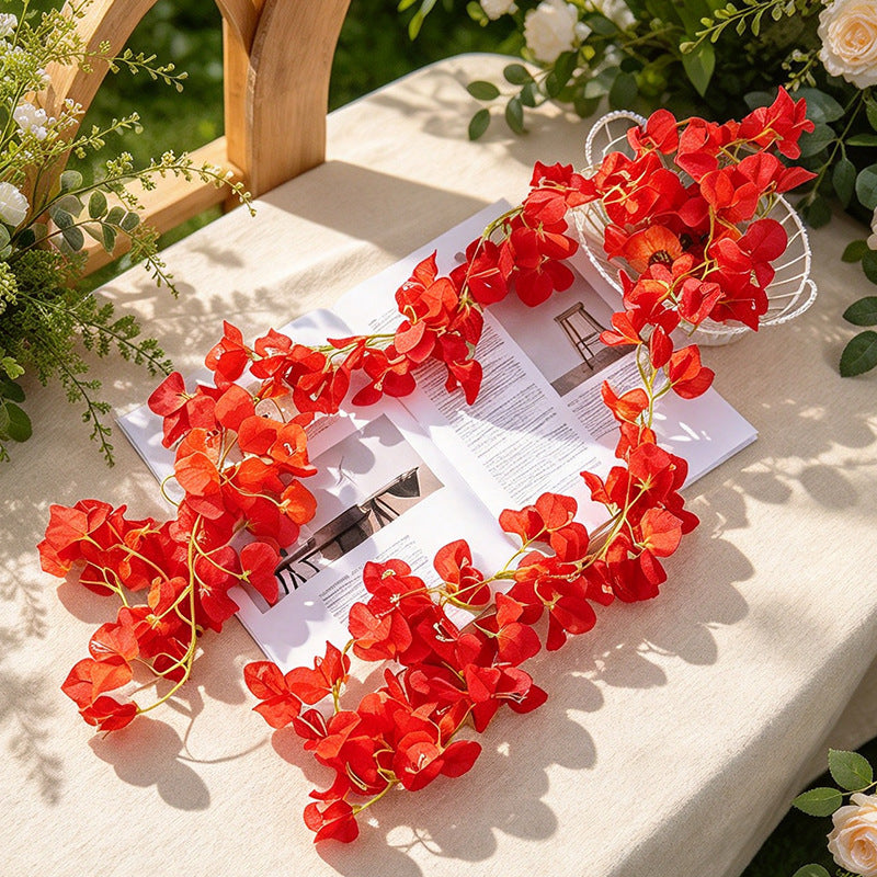Artificial Bougainvillea Garland Vine, 6 ft Hanging Flower Garland with 135 Blooms, Wedding & Home Decor