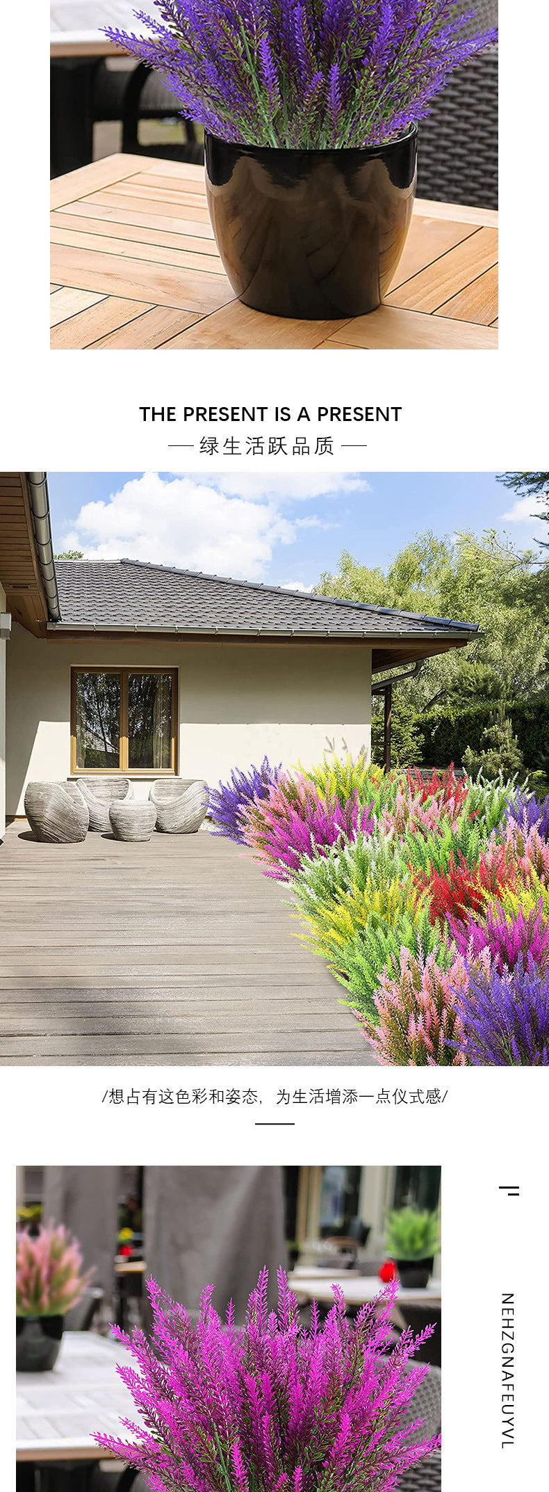 Bulk 10 Pcs Lavender Artificial Flowers Real Touch Silk Stems UV Coating Weatherproof  Plants for Outdoor Window Boxes Farmhouse Wholesale