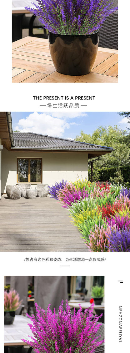 Bulk 10 Pcs Lavender Artificial Flowers Real Touch Silk Stems UV Coating Weatherproof  Plants for Outdoor Window Boxes Farmhouse Wholesale