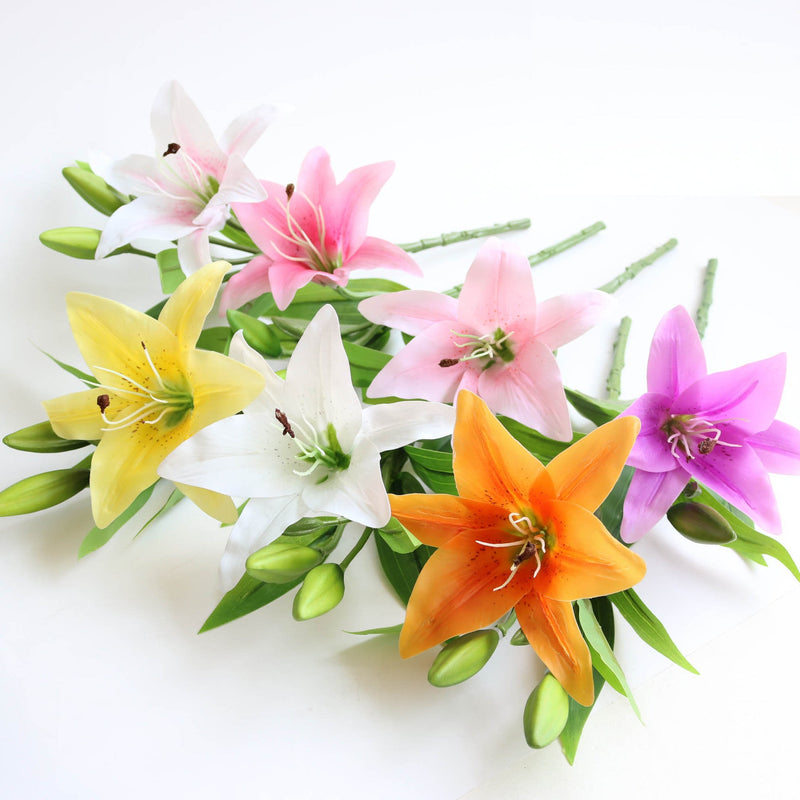 14 Inch Oriental Lily Stems 10 Pcs Real Touch Artificial Flowers for Table Centerpieces Arrangements