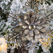 Wood Hollow-Out Snowflake Christmas Ornaments with Pine Cone, Bulk Xmas Tree Hanging Decorations, 10 Pcs