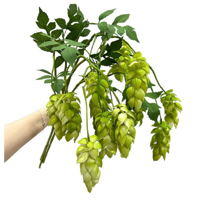 Artificial Hops Single Stem with 5 Blooms, 20" Tall, PU Material, Indoor/Outdoor Use, Wedding & Event Decor