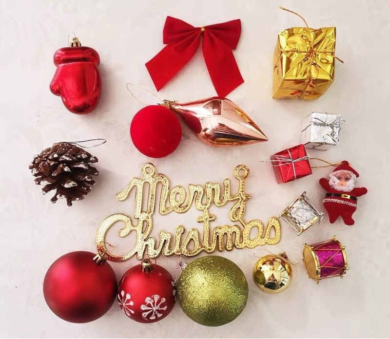 Bulk Christmas Tree Ornaments Set 50 Pcs Hanging Decorations Assorted Colors Holiday Decor