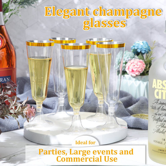 Bulk 25 Pcs Disposable Champagne Cups 2025 Crystal Clear Acrylic Toasting Flutes Non-Slip for Wedding Receptions&NYE Party Decor Wholesale