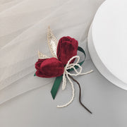 Velvet Tulip Corsage 12 Pcs Bulk Artificial Flowers for Bride Bridesmaid Wedding Party
