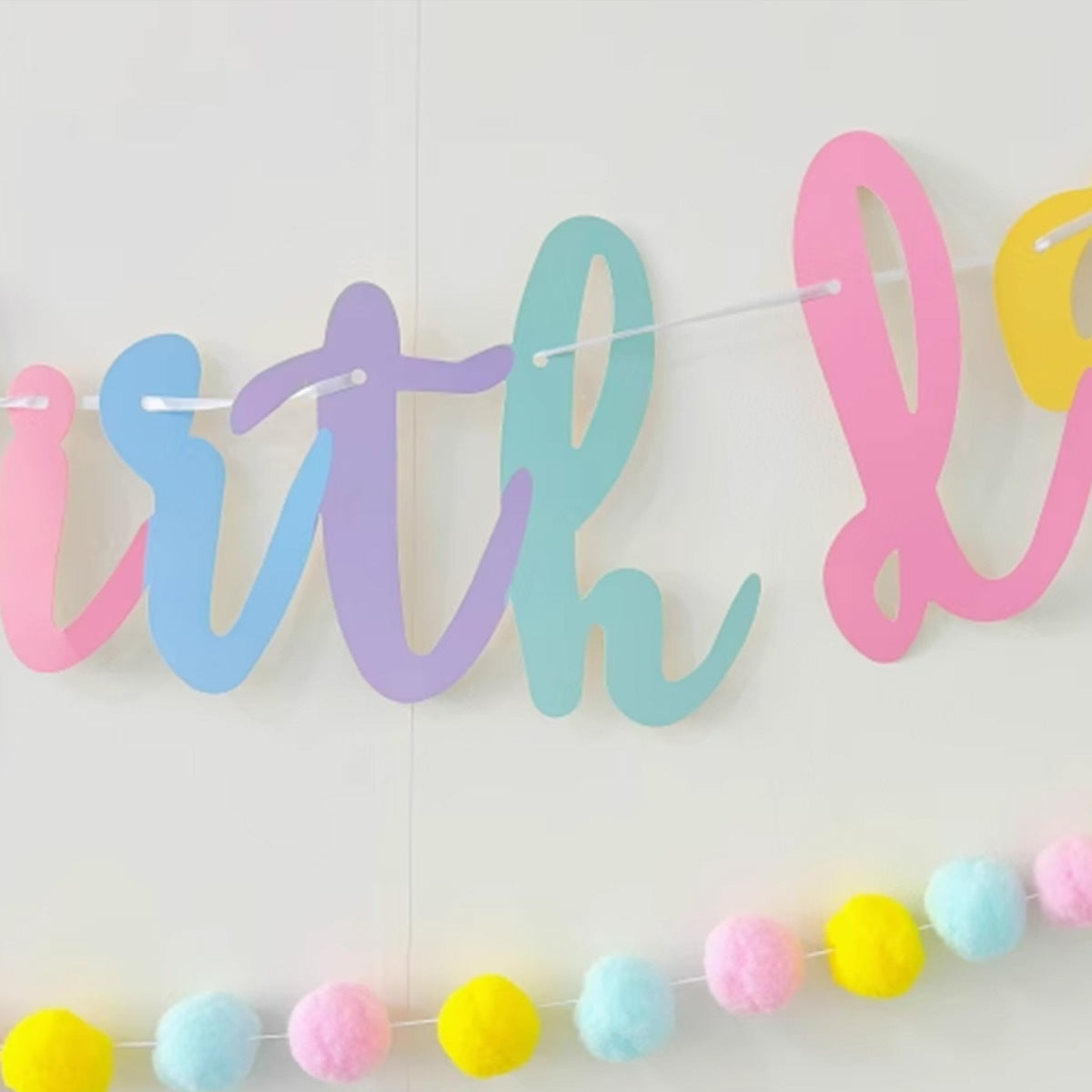 Macaron Connected Letter Birthday Banner - Party Backdrop Decoration