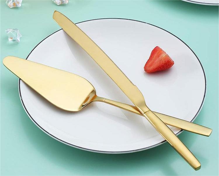 Metal Cake Cutting Set for Wedding Elegant Cake Knife and Server Set Thickened Stainless Steel Rounded Edges Cake Cutter Pie Spatula for Birthday Anniversary Christmas Wholesale