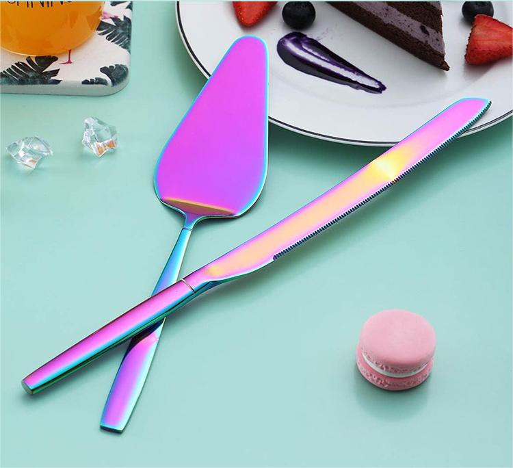 Metal Cake Cutting Set for Wedding Elegant Cake Knife and Server Set Thickened Stainless Steel Rounded Edges Cake Cutter Pie Spatula for Birthday Anniversary Christmas Wholesale