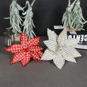 Glitter Artificial Poinsettia Flowers 10 Pcs Christmas Decorations for Tree Garland Rattan Accessories
