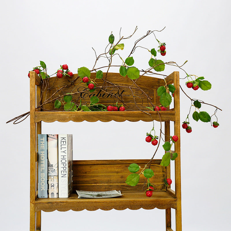 Artificial Raspberry Vine Garland with Berries, 38" Long Realistic Faux Foliage for Home Decor, Wedding Backdrops, Floral Arrangements