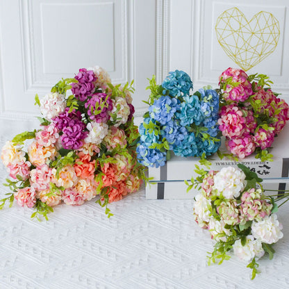 Bulk 5 Pcs Hydrangea Bridal Bouquets Silk Permanent Flower Flexible Stems for Weddings Bridesmaids Reception Centerpieces Wholesale