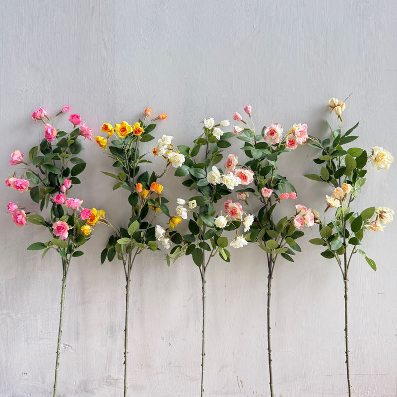Artificial Mini Rose Bush with 18 Blooms, 25" Silk-Like Faux Flowers for Home Decor, Weddings & Events