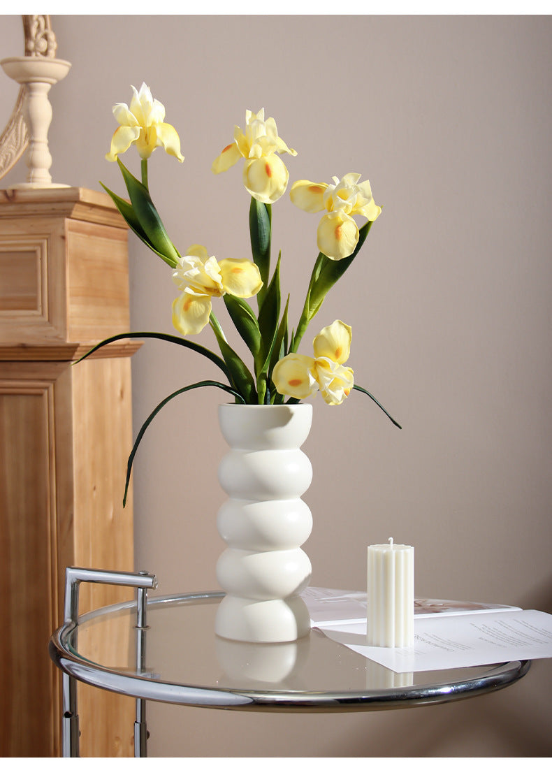 Bulk Ceramic Flower Vase Ribbing Modern Unique Home Party Decor Wholesale