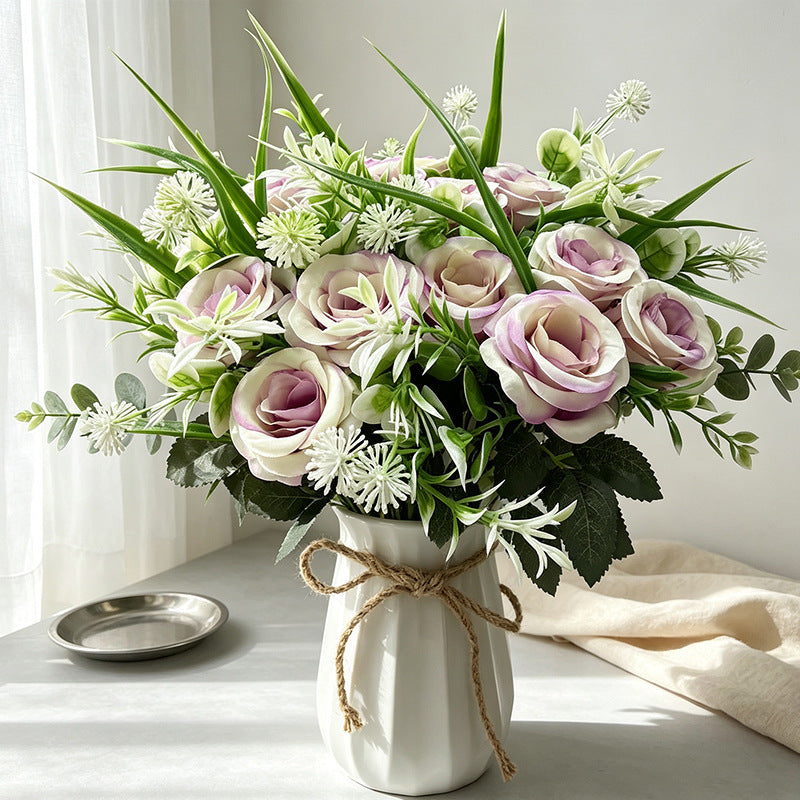 18-Bloom Rose Bush, Modern Bouquet with Rolled Petals, 16" Long, Perfect for Weddings, Home Decor, and Events