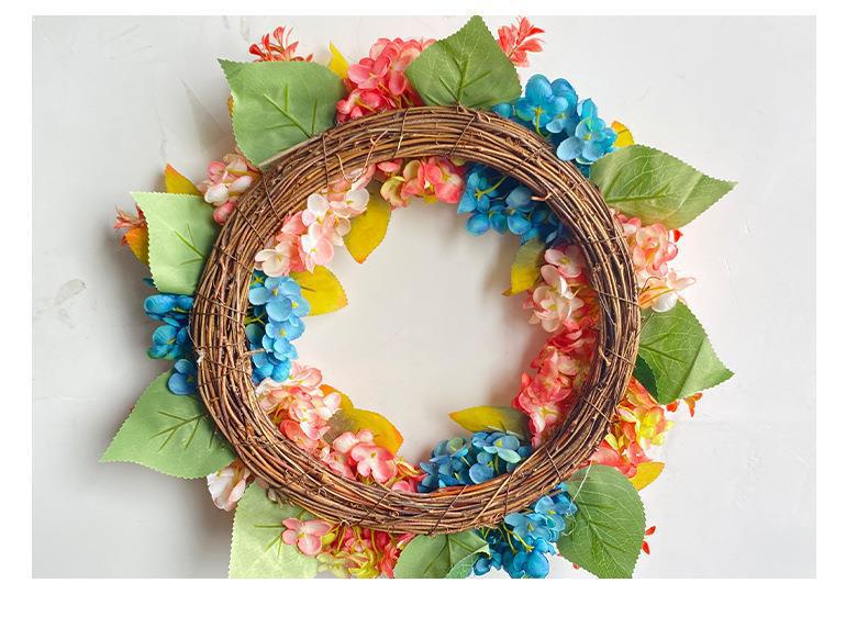 16" Artificial Hydrangea Garland, Blue & Pink Silk Flower Vine, Perfect for Home Decor, Weddings, Events, and Window Displays