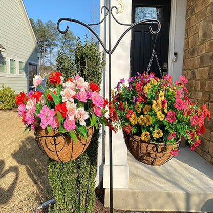 Premium Artificial Hanging Flower Basket UV-Resistant Silk Daisy Eucalyptus Outdoor Porch Patio Balcony Yard All-Weather 3D Pistil