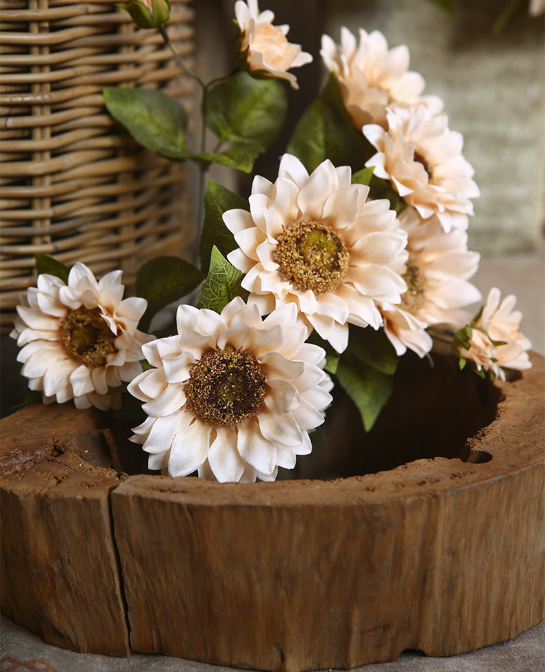 18 Inch Artificial Silk Sunflower Bush Bouquet, 1 Pc, Autumn Decoration