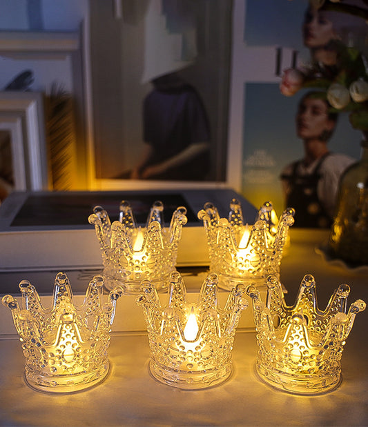 Bulk Crystal Crown Candle Holders with Flameless Tea Light Candles  for Tables Centerpieces Wedding Party Home Decoration Wholesale