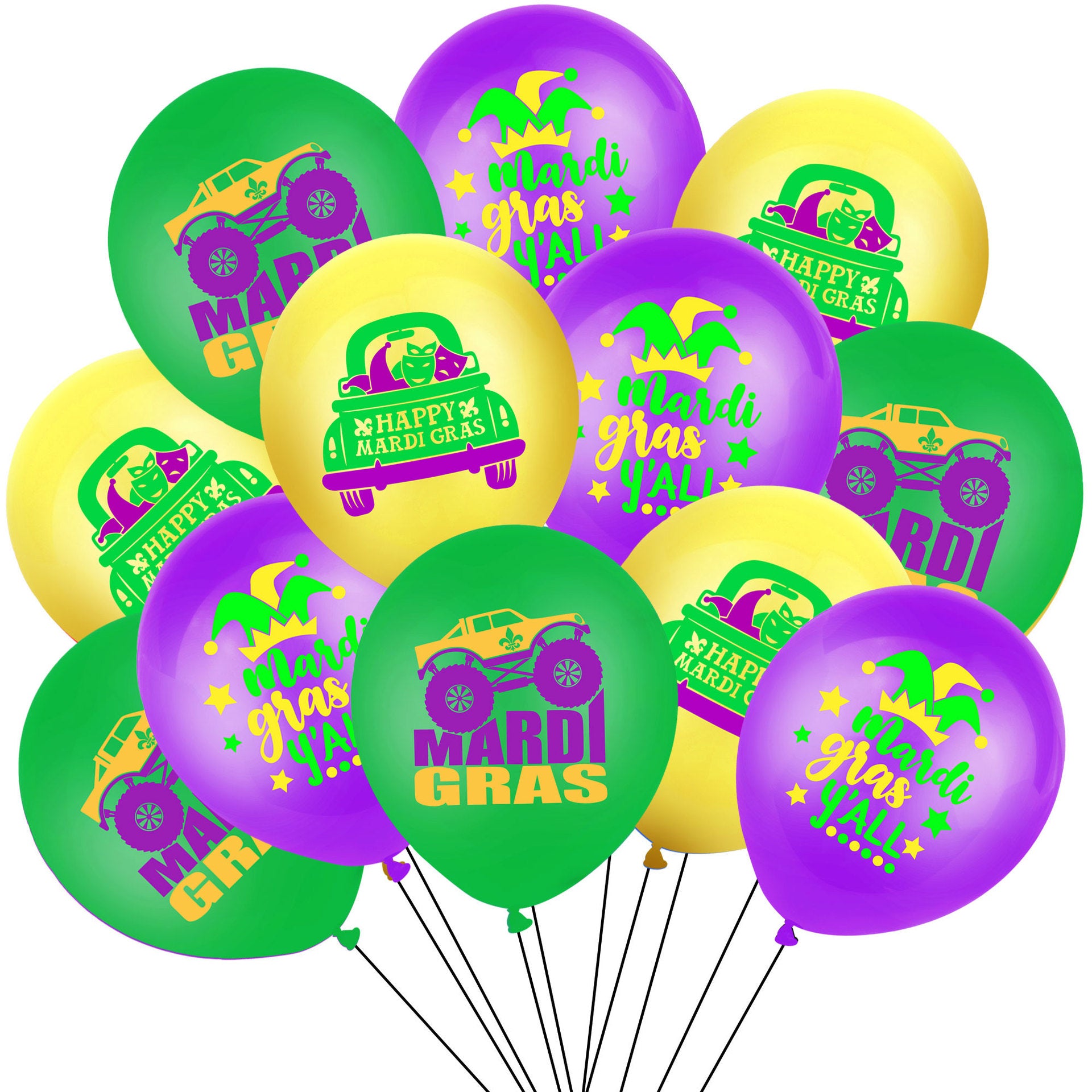 Bulk Mardi Gras Party Latex Balloons for Carnival Birthday Baby Shower Wedding Party Supplies Decorations Home Outdoor Decor Wholesale