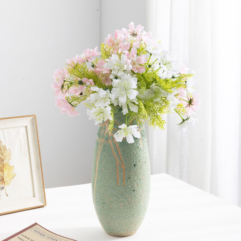 Artificial Cosmos & Daisy Bouquet, 15" Hand-Tied Silk Flowers for Home Decor, Weddings, Events, DIY Floral Arrangements