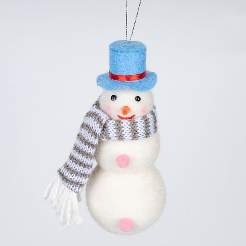 10 Pcs Christmas Snowman Doll Ornaments with Scarf and Hat, Holiday Tree Charms Decorations