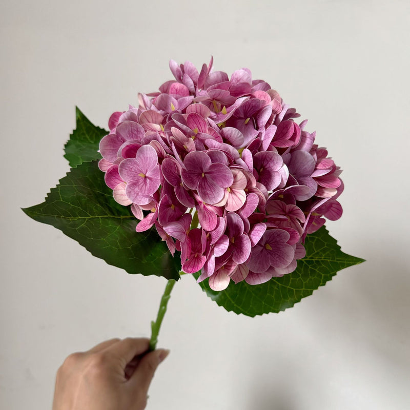 Single Stem Hydrangea Artificial Flower, 20" Silk-Like Fabric Hydrangea, Perfect for Weddings, Events, and Home Decor