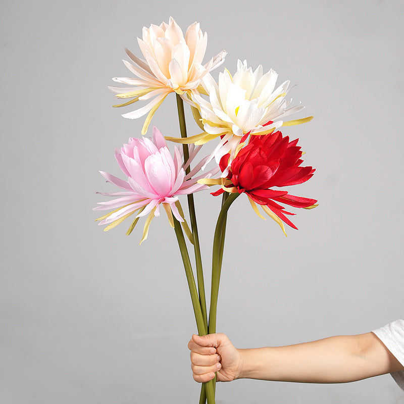 Single Stem Artificial Epiphyllum Flower, 23cm Bloom, 24" Height, Silk-Like Fabric, Perfect for Weddings, Home Decor, and Events