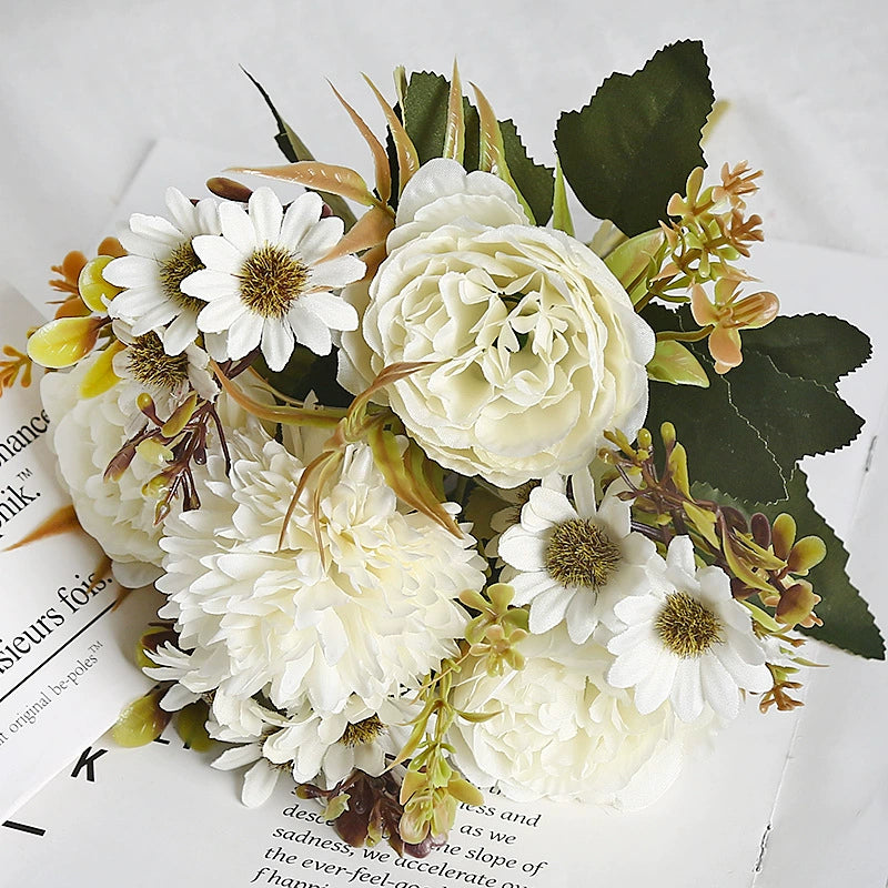 Bulk Peonies Bridal Bouquet Silk Flowers Flexible Stems Shatterproof for Anniversary Vase Arrangements Boho Home Decor Wholesale