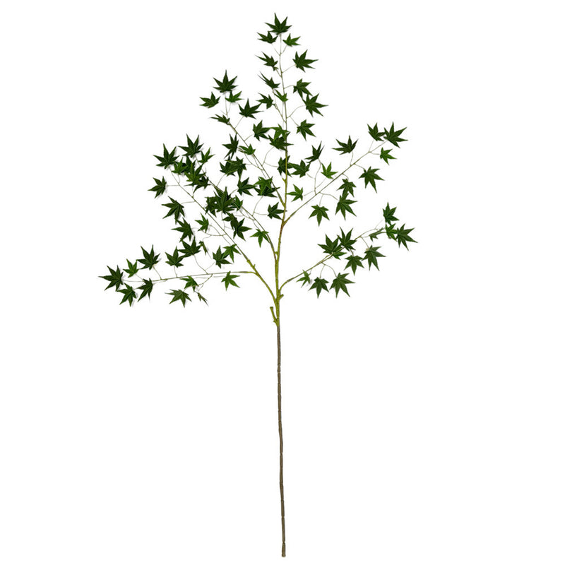 Single Stem Faux Maple Leaf Branch, 43" Tall, Velvet Fabric, Modern Fall Decor for Weddings, Home, and Events