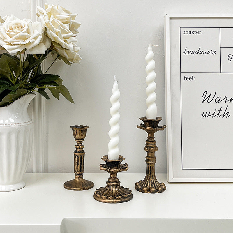 Vintage Gold Candle Holders - French Classic European Retro Decor for Weddings Home & Photo Props