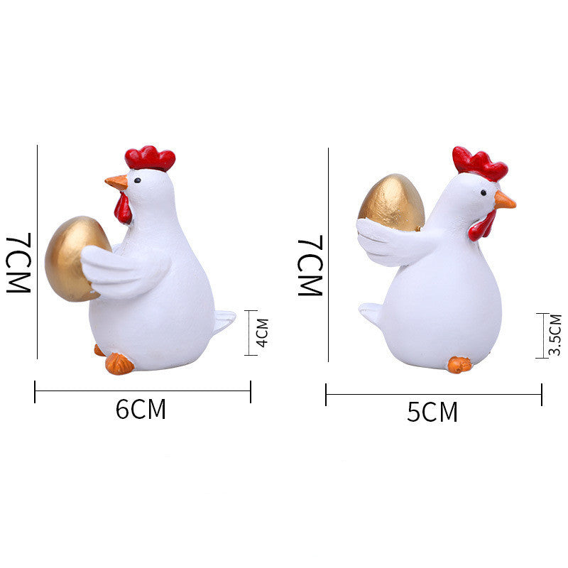 Easter Cute Chicken & Golden Egg Resin Decor Set - 2-Piece Indoor/Outdoor Home Figurines