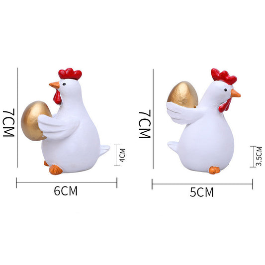 Easter Cute Chicken & Golden Egg Resin Decor Set - 2-Piece Indoor/Outdoor Home Figurines