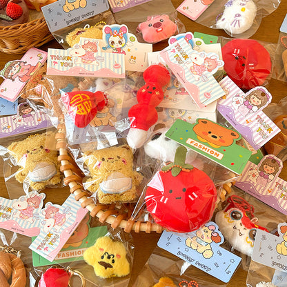 10-Pack Wedding Favor Plush Keychains - Cute Foodie Stuffed Animal Bag Charms