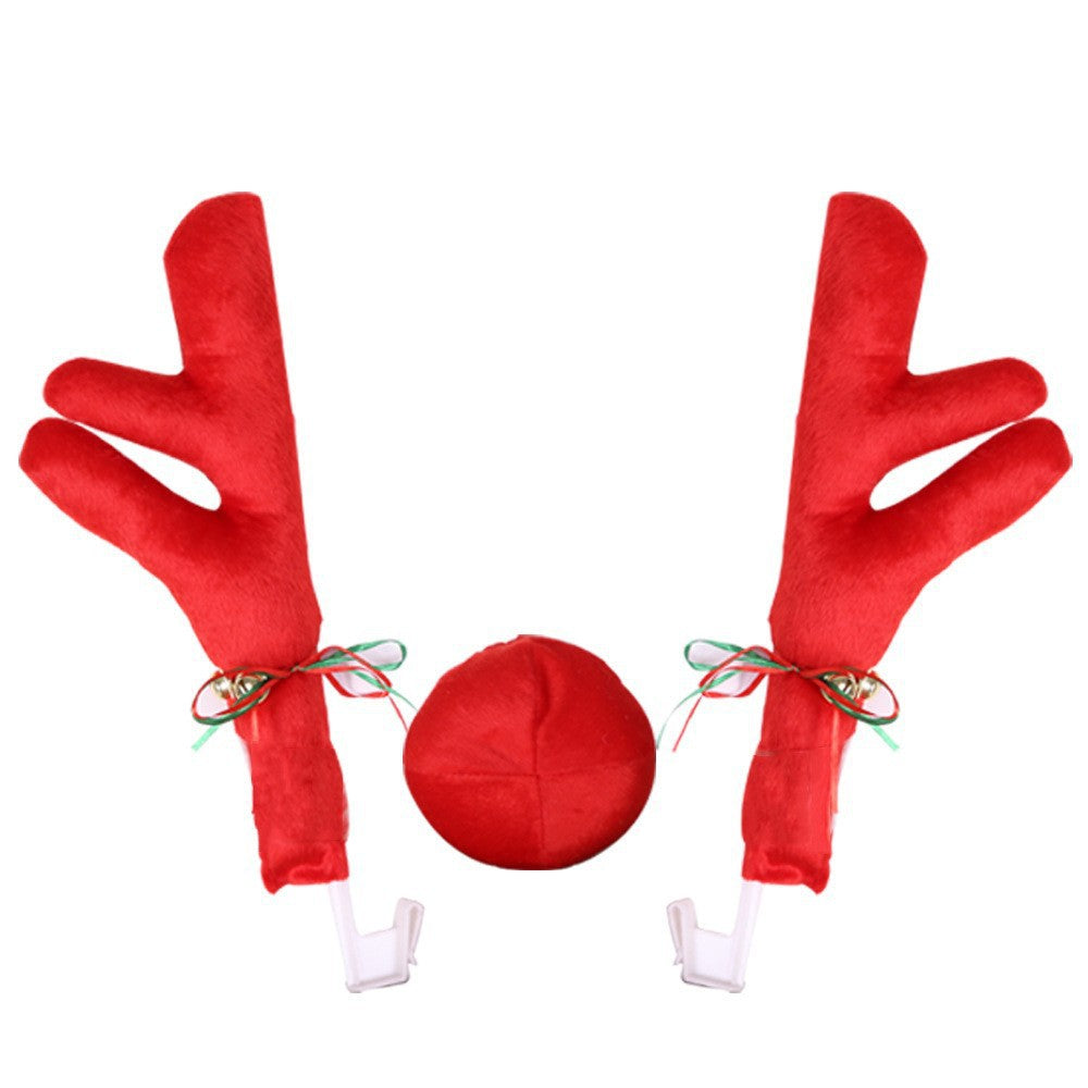 Turn Car into Rudolph in 30 sec – 3-Piece Christmas Antler Kit 17" Tall, Weather-Soft Felt