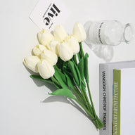 Bulk 20Pcs Silk Tulips  Artificial Flowers Bendable Stem for Mother's Day  Wedding Centerpiece Home Decor Wholesale