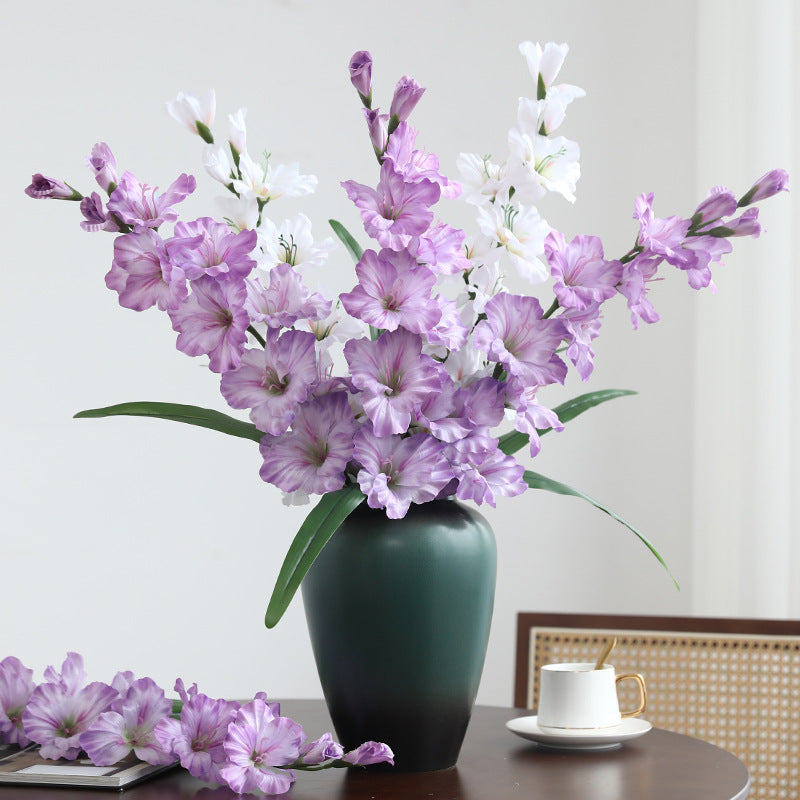 Single Stem Faux Silk Gladiolus, 34" Tall with 12 Blooms, Modern Floral Decor for Weddings, Home & Events