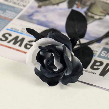 Bulk 10Pcs Black And White Roses 2025 Real Touch Silk Flowers Bridal Bouquet for Gothic Wedding Decor Hotel Arrangements Wholesale