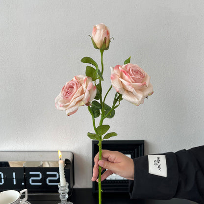 Vintage Dried-Look Artificial Rose Stems, 21.3" Blush & Terracotta Faux Flowers for Venue Styling