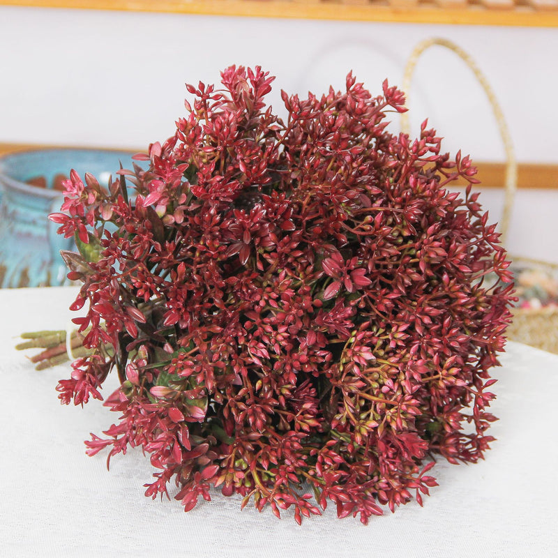 Artificial Kalanchoe Bush, 15 Branches, Plastic Faux Flower Greenery, Home, Wedding & Window Display Decor