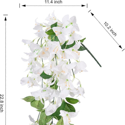 Premium 2 pcs Lifelike Silk Bougainvillea Hanging Vines - UV-Resistant Outdoor Artificial Flowers for Porch Decor Patio Balcony Accent