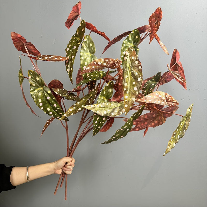 Artificial Begonia Bush, 28" Tall Faux Trout Leaf Begonia Plant for Home Decor, Wedding Centerpieces, and Commercial Displays