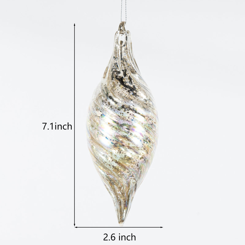 Bulk Christmas Glass Ornaments 12 Pcs Sparkle Helical Drop Decorations for Christmas Tree